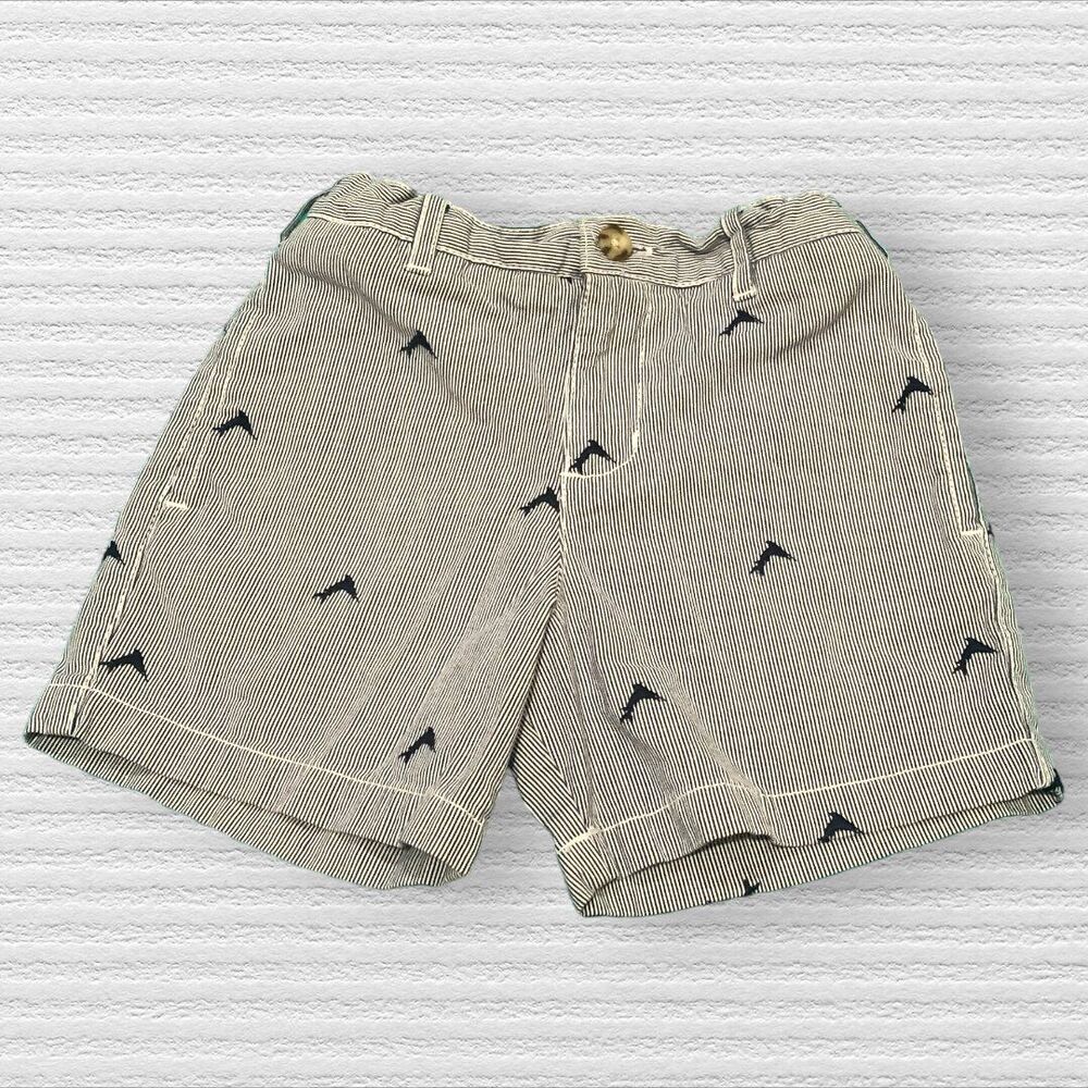 Hartstrings 3t Navy Pinstriped  Embroidered Swordfish Fish Shorts Classic Preppy